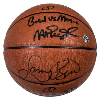 Magic Johnson and Larry Bird Dual Signed Spalding Basketball (JSA)